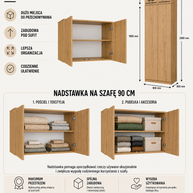 Szafa z Nadstawką SD-90 Drzwi Półki DĄB ARTISAN Do Garderoby Pokoju Biura