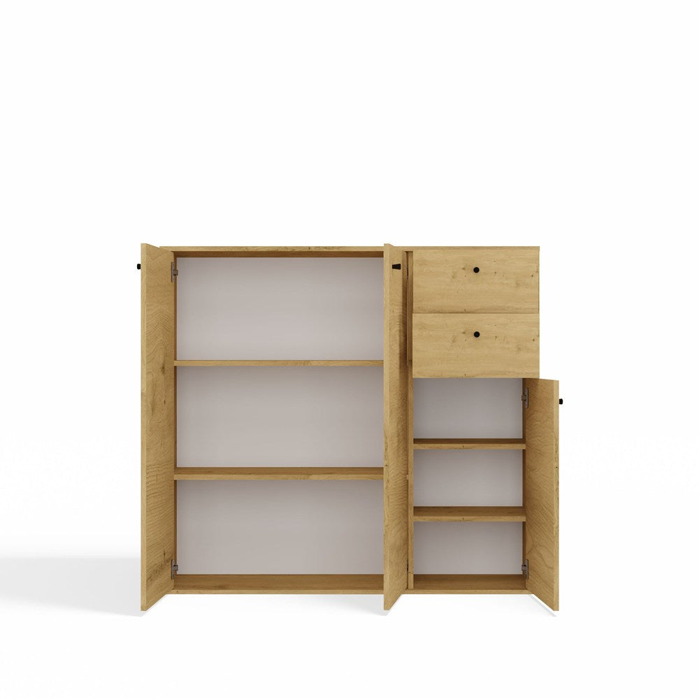 KOMODA FRAN DĄB ARTISAN 120 Cm 3 Drzwi 2 Szuflady 30 Cm Do Salonu Sypialni