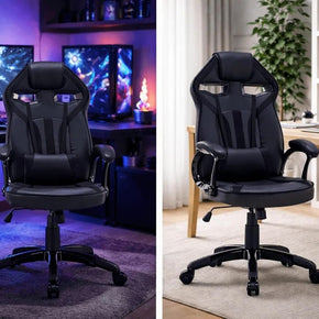 Zestaw Biurko DANY Narożne ANTRACYT / DĄB ARTISAN + Fotel DRIFT CZARNY