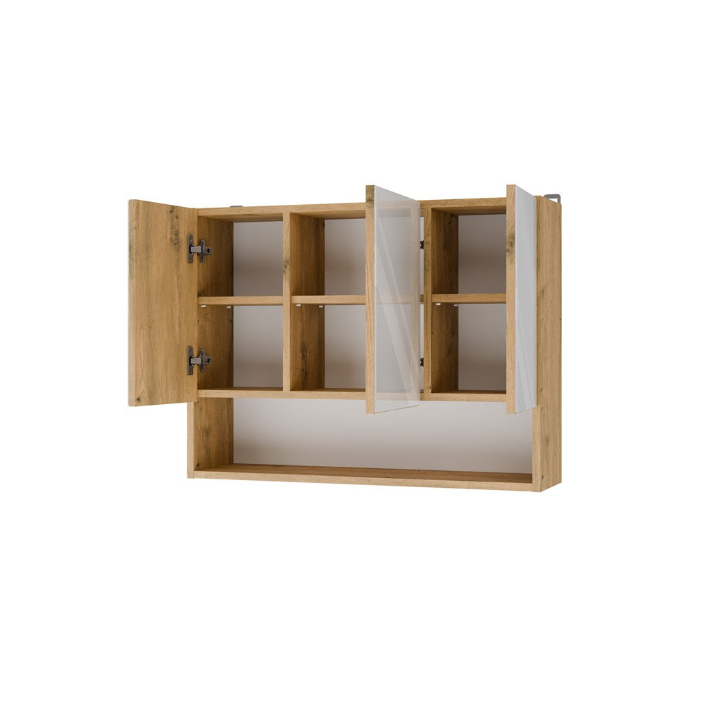 Szafka Łazienkowa Wisząca POLA 3DL/P DĄB ARTISAN 80 Cm 3 Lustra z Półką