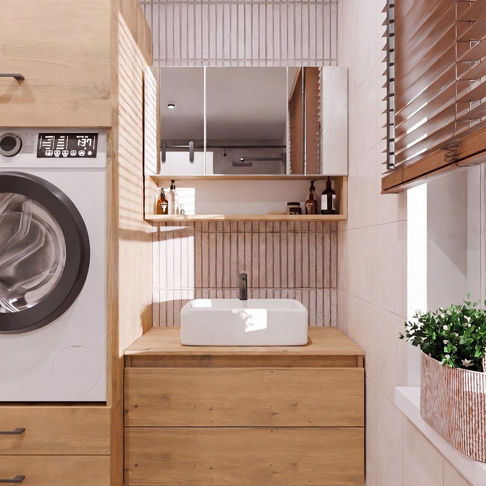 Szafka Łazienkowa Wisząca POLA 3DL/P DĄB ARTISAN 80 Cm 3 Lustra z Półką