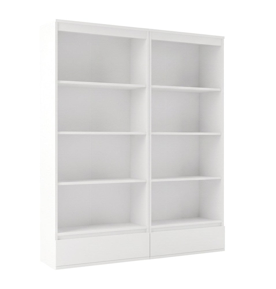 Ensemble 2 étagères de bureau PALERMO — Blanc, 8 étagères + 2 tiroirs, 130x183x37 cm