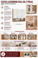 Szafka Łazienkowa Wisząca POLA 3DL/P DĄB ARTISAN 80 Cm 3 Lustra z Półką