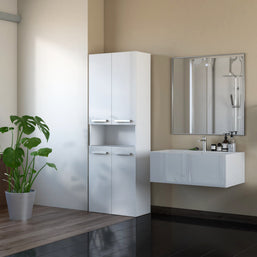 SZAFKA ŁAZIENKOWA REGAŁ SŁUPEK NEL DK 2K KOSZ 60CM BIEL POŁYSK