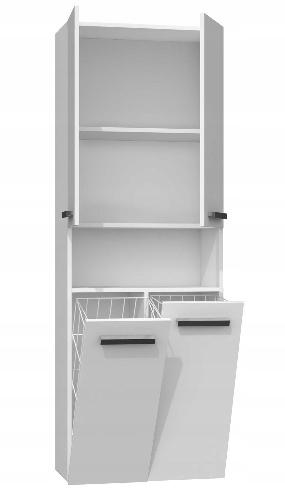 SZAFKA ŁAZIENKOWA REGAŁ SŁUPEK NEL DK 2K KOSZ 60CM BIEL POŁYSK