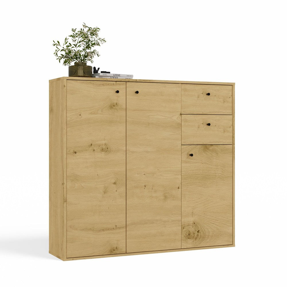KOMODA FRAN DĄB ARTISAN 120 Cm 3 Drzwi 2 Szuflady 30 Cm Do Salonu Sypialni
