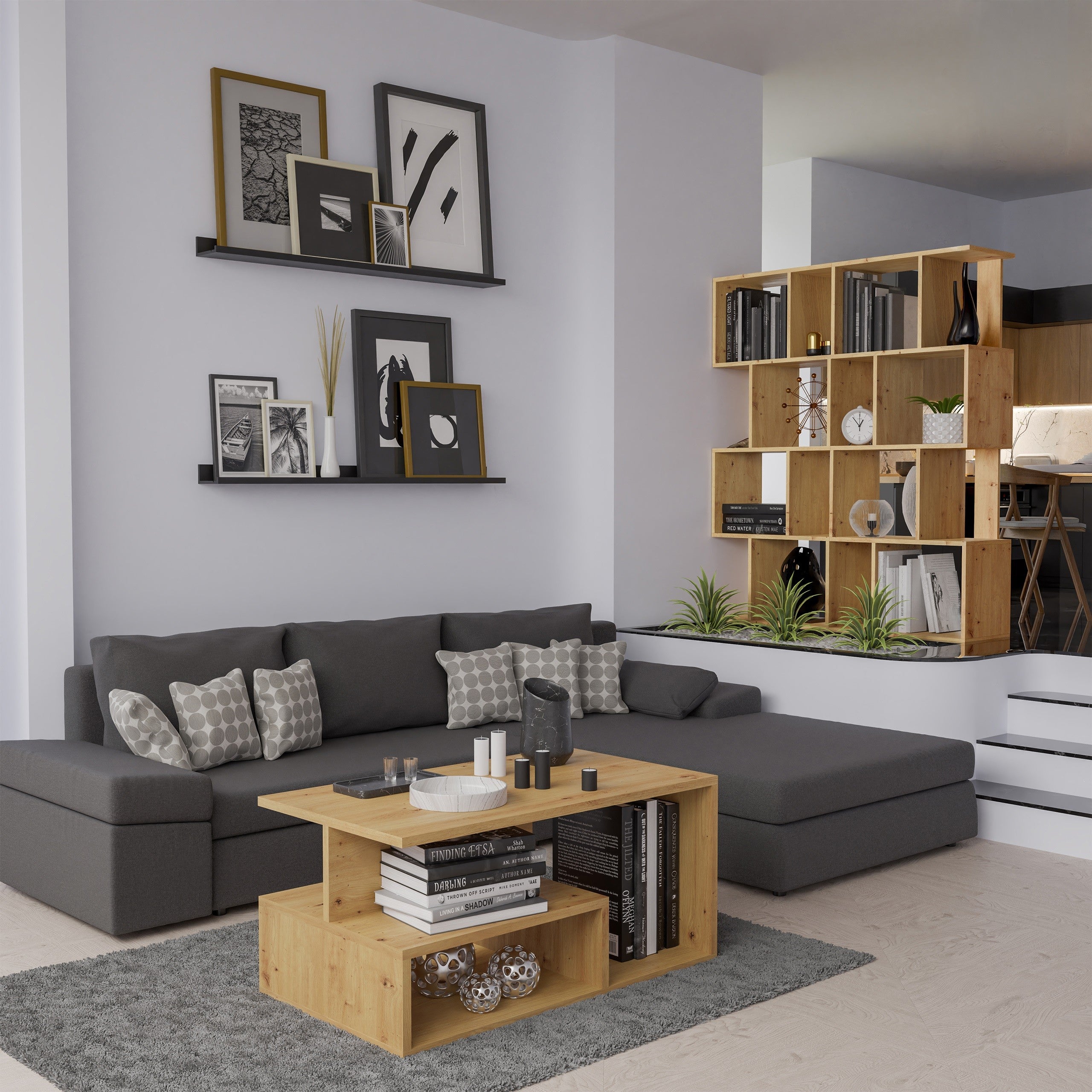 REGAŁ OTWARTY STOJĄCY PÓŁKI FIESTA 4P DĄB ARTISAN