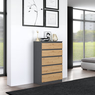 KOMODA SZAFKA 5 SZUFLAD M5 ANTRACYT / ARTISAN