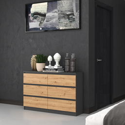 KOMODA MALWA M6 120 - ANTRACYT / DĄB ARTISAN