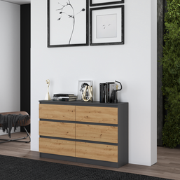 KOMODA MALWA M6 120 - ANTRACYT / DĄB ARTISAN