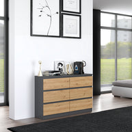 KOMODA MALWA M6 120 - ANTRACYT / DĄB ARTISAN
