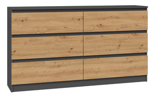KOMODA MALWA M6 140 - ANTRACYT / DĄB ARTISAN