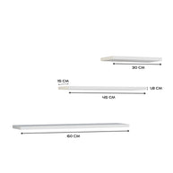 KOMPLET 3 x PÓŁKA WISZĄCA TOBI 3P BIEL MAT