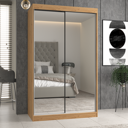 SZAFA PRZESUWNA IGA 120 CM DRZWI 2 LUSTRA DĄB ARTISAN