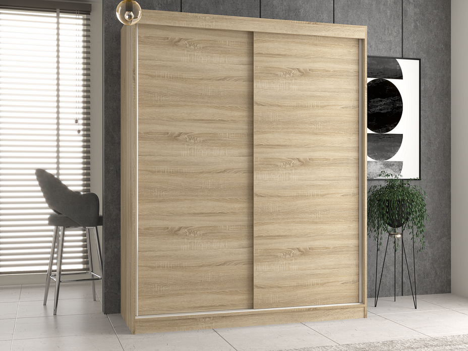 SZAFA PRZESUWNA IGA 160 CM DRZWI PRZESUWNE PÓŁKI DĄB SONOMA
