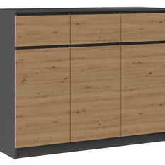 KOMODA SZAFKA 3D3S 120 - ANTRACYT / DĄB ARTISAN