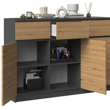KOMODA SZAFKA 3D3S 120 - ANTRACYT / DĄB ARTISAN