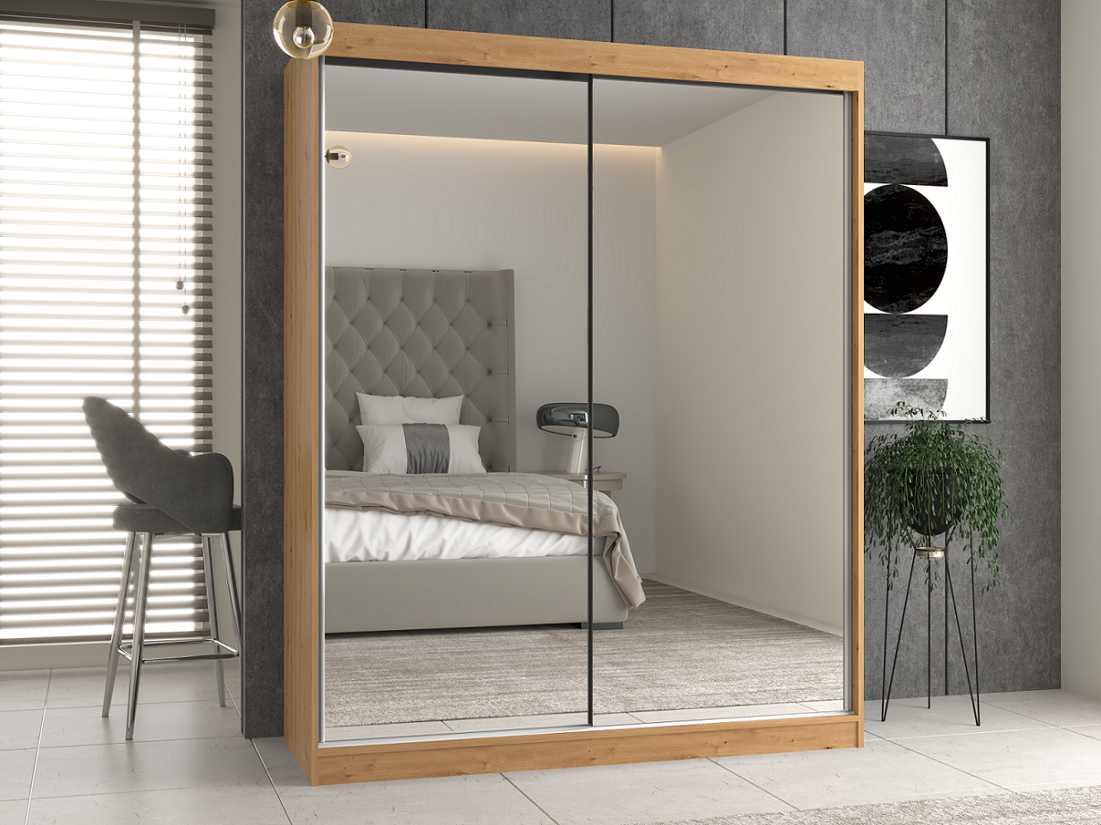 SZAFA PRZESUWNA IGA 160 CM DRZWI 2 LUSTRA DĄB ARTISAN