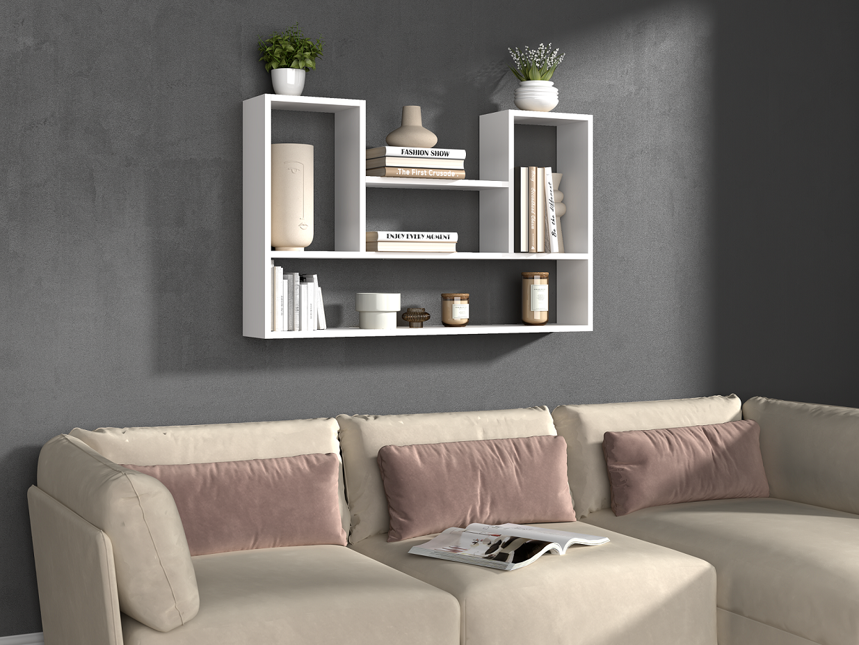 REGAŁ WISZĄCY ŚCIENNY PÓŁKI BILBAO 4P BIEL MAT