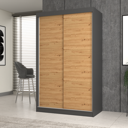 SZAFA PRZESUWNA IGA 120 CM DRZWI PRZESUWNE ANTRACYT / DĄB ARTISAN