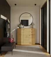 KOMODA FRAN DĄB ARTISAN 120 Cm 3 Drzwi 2 Szuflady 30 Cm Do Salonu Sypialni