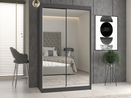 SZAFA PRZESUWNA IGA 120 CM DRZWI 2 LUSTRA ANTRACYT / DĄB ARTISAN