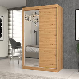 SZAFA PRZESUWNA IGA 120 CM 1 LUSTRO DĄB ARTISAN