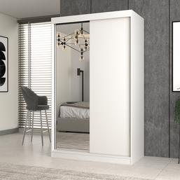SZAFA PRZESUWNA IGA 120 CM 1 LUSTRO BIEL MAT