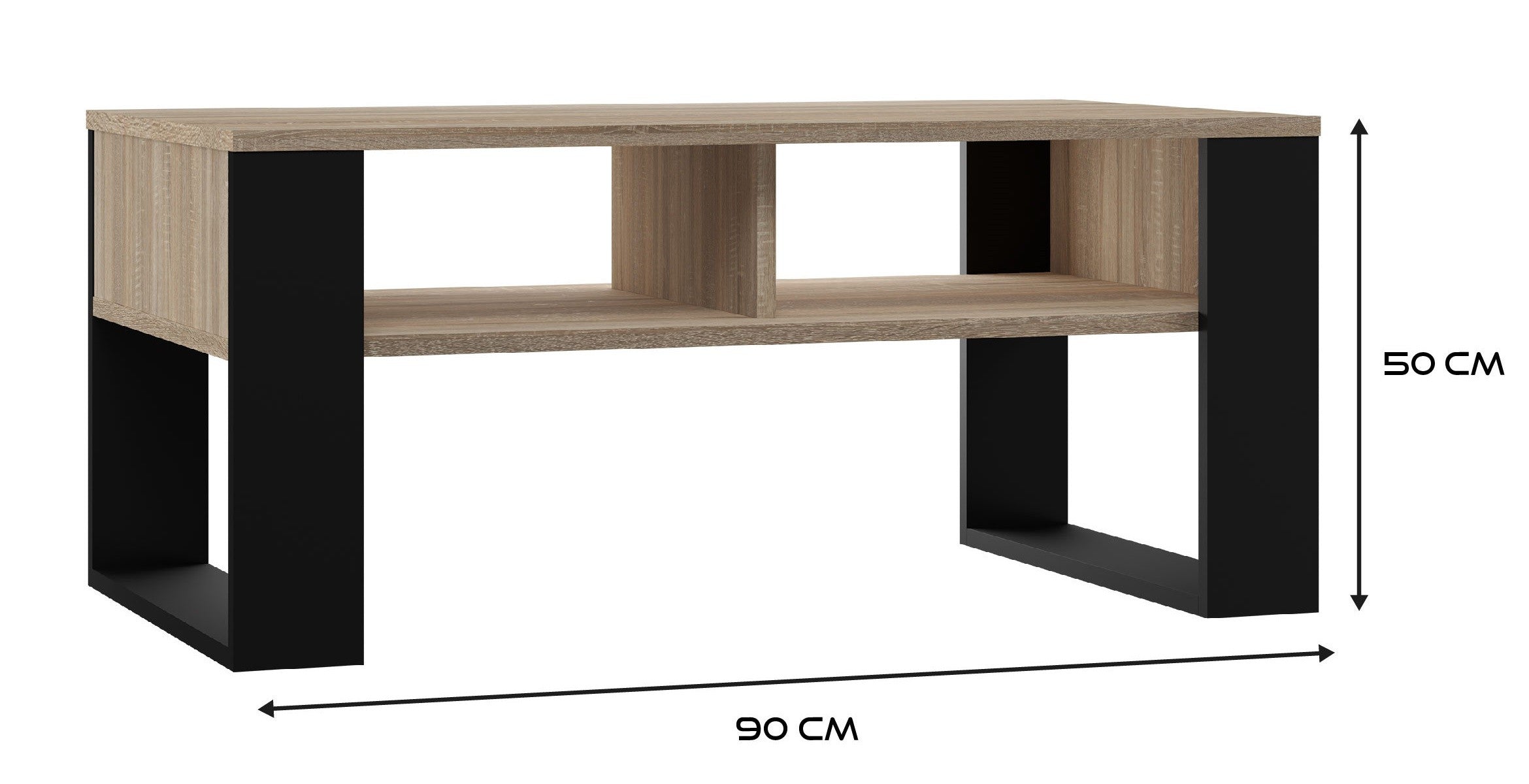 STOLIK KAWOWY ŁAWA MODERN 2P DĄB SONOMA CZERŃ