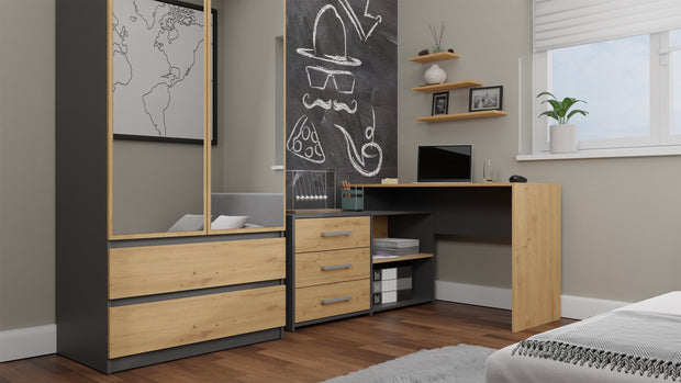 BIURKO NAROŻNE DANY ANTRACYT DĄB ARTISAN