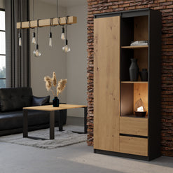 REGAŁ BIUROWY DRZWI RS-80 BILY ANTRACYT DĄB ARTISAN
