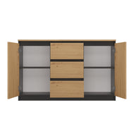 KOMODA 2D3S 120 DRZWI SZUFLADY ANTRACYT BLAT DĄB ARTISAN