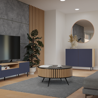 KOMODA KAMA2 SLIM RYFLOWANY FRONT LAMELE GRANATOWA