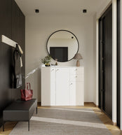 KOMODA FRAN BIAŁY 120 Cm Szafka 3 Drzwi 2 Szuflady 30 Cm Do Salonu Sypialni