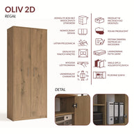 Regał Biurowy OLIV 2D 2 Drzwi Do Biura Do Gabinetu Salonu DĄB ARTISAN