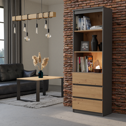 REGAŁ BIUROWY RS-60 ANTRACYT DĄB ARTISAN