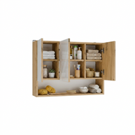 Szafka Łazienkowa Wisząca POLA 3DL/P DĄB ARTISAN 80 Cm 3 Lustra z Półką