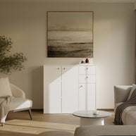 KOMODA FRAN BIAŁY 120 Cm Szafka 3 Drzwi 2 Szuflady 30 Cm Do Salonu Sypialni