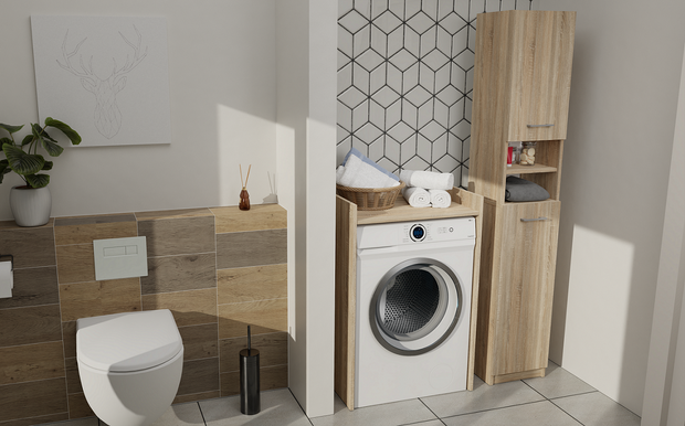 SZAFKA ŁAZIENKOWA MARBELA 32CM REGAŁ SŁUPEK DĄB SONOMA