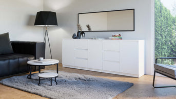 ZESTAW KOMODA COSTA 6 SZUFLAD 3 DRZWI SZAFKA BIEL