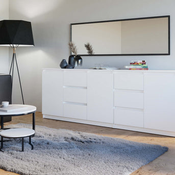 ZESTAW KOMODA COSTA 6 SZUFLAD 3 DRZWI SZAFKA BIEL