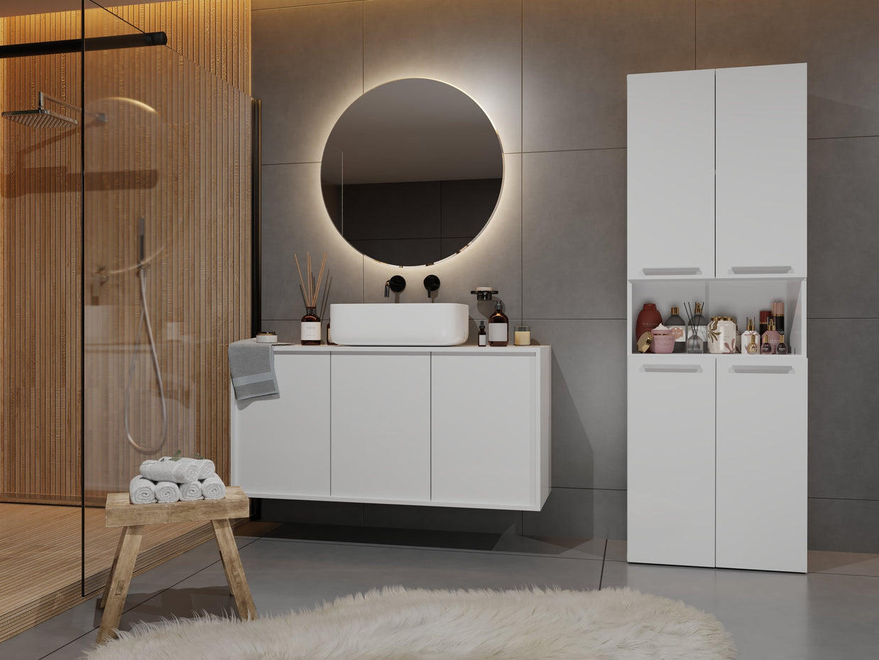 SZAFKA ŁAZIENKOWA SŁUPEK NEL DK 1K KOSZ BIEL MAT