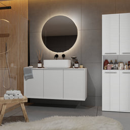 SZAFKA ŁAZIENKOWA SŁUPEK NEL DK 1K KOSZ BIEL POŁYSK