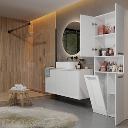 SZAFKA ŁAZIENKOWA SŁUPEK NEL DK 1K KOSZ BIEL POŁYSK