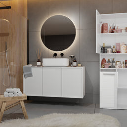 SZAFKA ŁAZIENKOWA SŁUPEK NEL DK 1K KOSZ BIEL POŁYSK