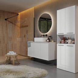 SZAFKA ŁAZIENKOWA SŁUPEK NEL DK 1K KOSZ BIEL POŁYSK