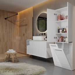 SZAFKA ŁAZIENKOWA SŁUPEK NEL DD 2K KOSZ BIEL POŁYSK