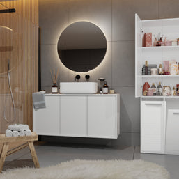 SZAFKA ŁAZIENKOWA SŁUPEK NEL DD 2K KOSZ BIEL POŁYSK