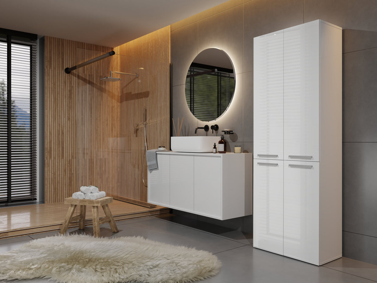 SZAFKA ŁAZIENKOWA SŁUPEK NEL DD 2K KOSZ BIEL POŁYSK