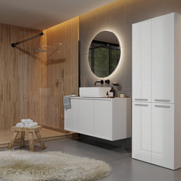 SZAFKA ŁAZIENKOWA SŁUPEK NEL DD 2K KOSZ BIEL POŁYSK